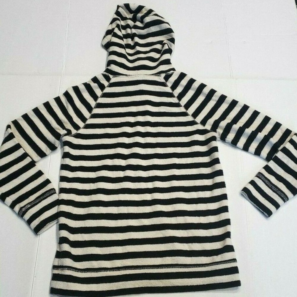 J Crew Cream Black Terry Pullover Hoodie Kangaroo - Picture 6 of 6